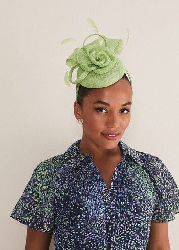 Phase Eight Green Flower Pillbox Fascinator Hats Green Australia | FQ0823791